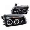2006 - 2010 Dodge Charger Projector LED Halo Headlights - Gloss Black