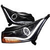 2011 - 2014 Chevy Cruze Projector Light Bar DRL LED Halo Headlights - Black