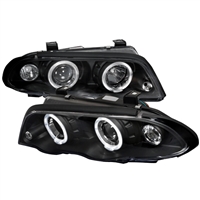 1999 - 2001 BMW 3-Series E46 4Dr Projector LED Halo Headlights - Black