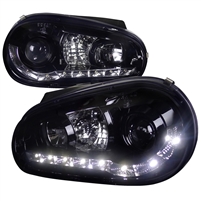 1999 - 2005 Volkswagen Golf Projector DRL Headlights - Black/Smoke