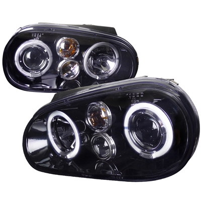 1999 - 2005 Volkswagen Golf Projector LED Halo Headlights - Black/Smoke