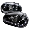1999 - 2005 Volkswagen Golf Projector DRL Headlights - Black