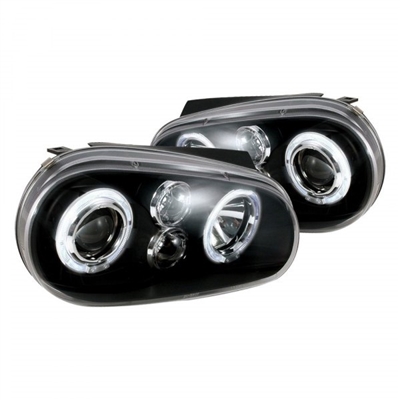 1999 - 2005 Volkswagen Golf Projector LED Halo Headlights - Black