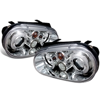 1999 - 2005 Volkswagen Golf Projector LED Halo Headlights - Chrome