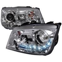 1999 - 2005 Volkswagen Jetta Projector DRL Headlights - Chrome