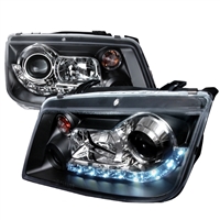 1999 - 2005 Volkswagen Jetta Projector DRL Headlights - Black