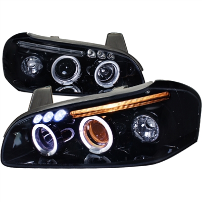 2000 - 2001 Nissan Maxima Projector LED Halo Headlights - Black/Smoke