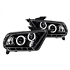 2010 - 2012 Ford Mustang Projector LED Halo Headlights - Gloss Black