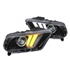 2010 - 2012 Ford Mustang Projector Switchback Light Bar DRL Headlights - Matte Black