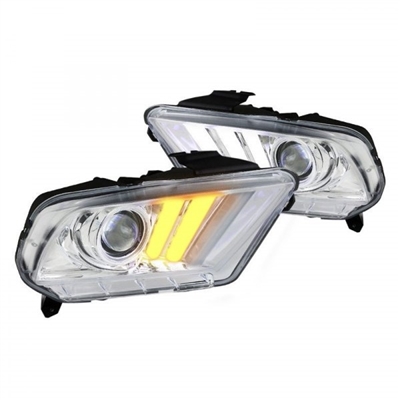 2010 - 2012 Ford Mustang Projector Switchback Light Bar DRL Headlights - Chrome