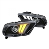 2013 - 2014 Ford Mustang Projector Switchback DRL Headlights - Black