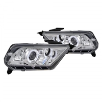 2013 - 2014 Ford Mustang Projector LED Halo Headlights - Chrome