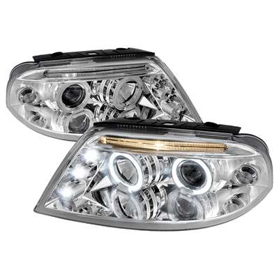 2001 - 2005 Volkswagen Passat Projector LED Halo Headlights - Chrome