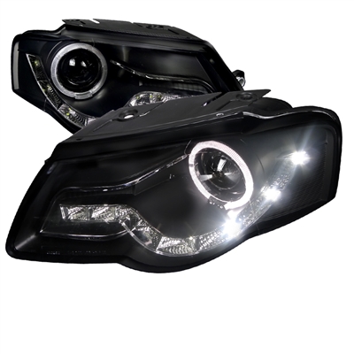 2006 - 2010 Volkswagen Passat Projector DRL LED Halo Headlights - Black