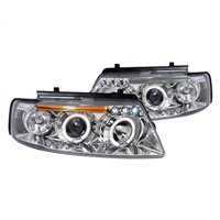 1998 - 2000 Volkswagen Passat Projector LED Halo Headlights - Chrome