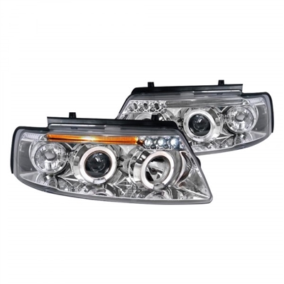1998 - 2000 Volkswagen Passat Projector LED Halo Headlights - Chrome