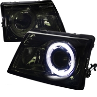 1998 - 2000 Ford Ranger Projector LED Halo Headlights - Smoke