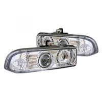 1998 - 2004 Chevy S-10 Projector LED Halo Headlights - Chrome