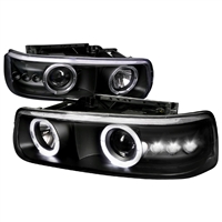 2001 - 2002 Chevy Silverado 3500 Projector LED Halo Headlights - Black