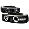 2000 - 2006 Chevy Tahoe Projector LED Halo Headlights - Black