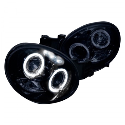 2002 - 2003 Subaru Impreza Projector LED Halo Headlights - Black/Smoke