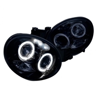 2002 - 2003 Subaru WRX / STI Projector LED Halo Headlights - Black/Smoke