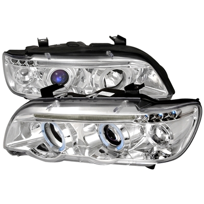 2000 - 2003 BMW X5 Projector LED Halo Headlights - Chrome