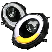 2009 - 2015 Mini Cooper Convertible Projector Light Bar DRL Headlights - Black