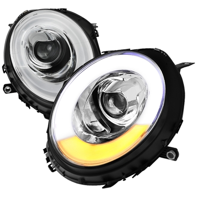2009 - 2015 Mini Cooper Convertible Projector Light Bar DRL Headlights - Chrome