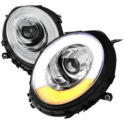 2007 - 2014 Mini Clubman Projector Light Bar DRL Headlights - Chrome