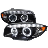 2008 - 2013 BMW 1-Series E88 Projector LED Halo Headlights - Black