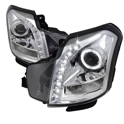 2004 - 2007 Cadillac CTS-V Projector DRL LED Halo Headlights - Chrome