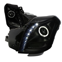 2004 - 2007 Cadillac CTS-V Projector DRL LED Halo Headlights - Black/Smoke