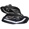 2005 - 2008 Audi S4 Projector Light Bar DRL Headlights - Black