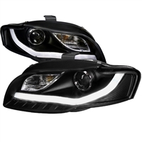 2005 - 2008 Audi S4 V2 Style Projector Light Bar DRL Headlights - Black