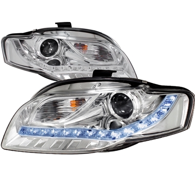 2007 - 2008 Audi RS4 Projector DRL Headlights - Chrome