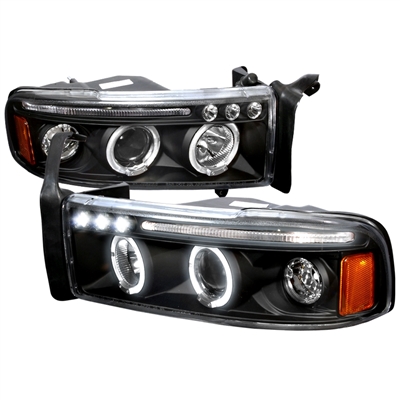 1994 - 2002 Dodge Ram 2500 Projector LED Halo Headlights - Black