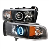 1994 - 2002 Dodge Ram 3500 Projector CCFL Halo Headlights - Black