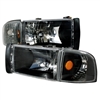1994 - 2002 Dodge Ram 3500 Crystal Headlights + Corner Lights - Black