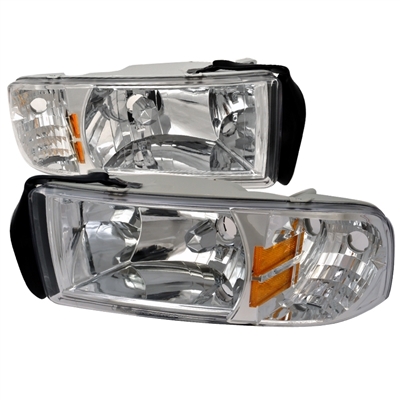 1994 - 2002 Dodge Ram 3500 Crystal Headlights - Chrome