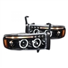 1994 - 2002 Dodge Ram 3500 Projector LED Halo Headlights - Gloss Black