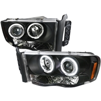 2003 - 2005 Dodge Ram 3500 Projector LED Halo Headlights - Black