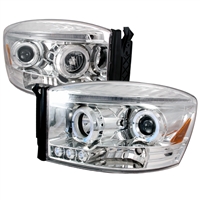2006 - 2009 Dodge Ram 3500 Projector LED Halo Headlights - Chrome