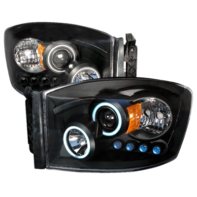 2006 - 2009 Dodge Ram 3500 Projector CCFL Halo Headlights - Black