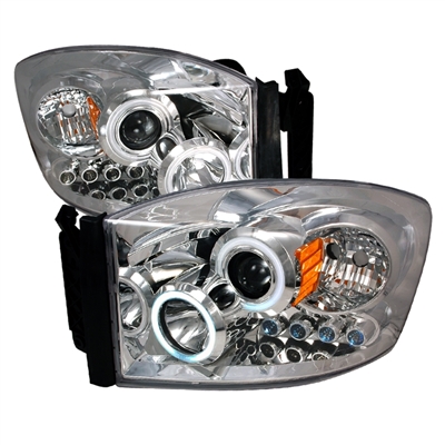 2006 - 2009 Dodge Ram 3500 Projector CCFL Halo Headlights - Chrome