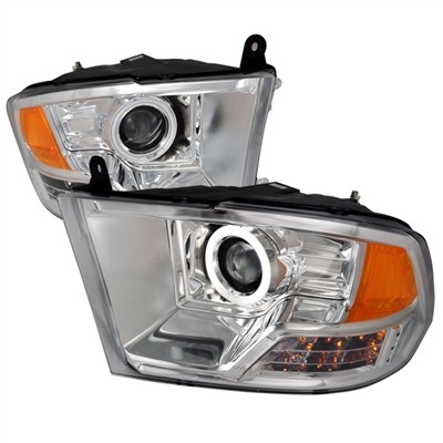 2010 - 2012 Dodge Ram 2500 Projector CCFL Halo Headlights - Chrome