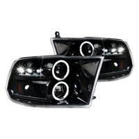 2019 - 2024 Dodge Ram 1500 Classic Projector LED Halo Headlights - Black