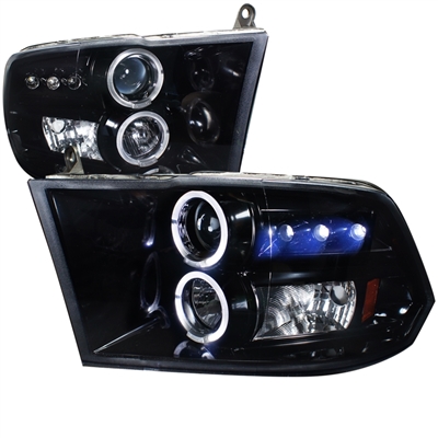 2010 - 2018 Dodge Ram 3500 Projector LED Halo Headlights - Black/Smoke