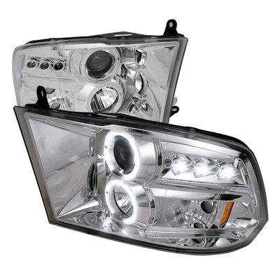 2019 - 2024 Dodge Ram 1500 Classic Projector LED Halo Headlights - Chrome
