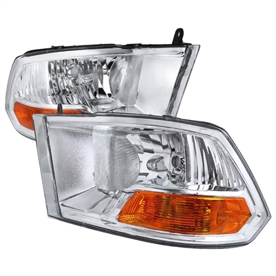 2010 - 2012 Dodge Ram 3500 Euro Style Headlights - Chrome